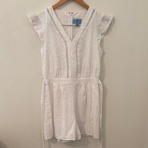 CeCe Cream Eyelet Lace Romper